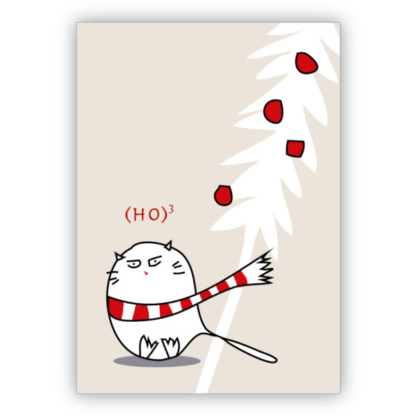 lustige Weihnachtskarte mit cooler Katze unterm Weihnachtsbaum: (Ho)3