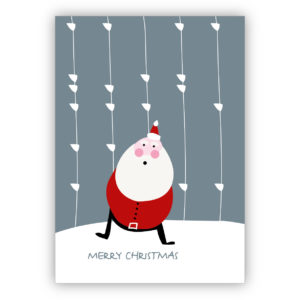 Fröhliche Weihnachtskarte mit Weihnachtsmann im Schnee: Merry Christmas