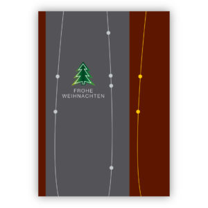 Moderne edle Streifen Weihnachtskarte mit Weihnachtsbaum: Frohe Weihnachten