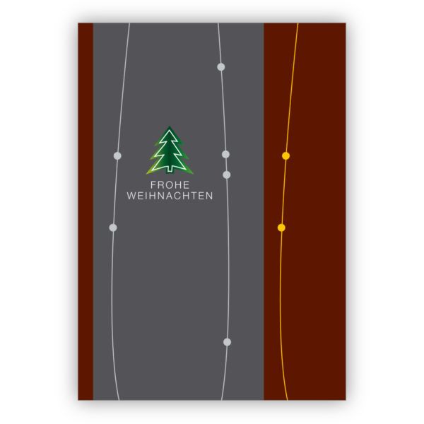 Moderne edle Streifen Weihnachtskarte mit Weihnachtsbaum: Frohe Weihnachten