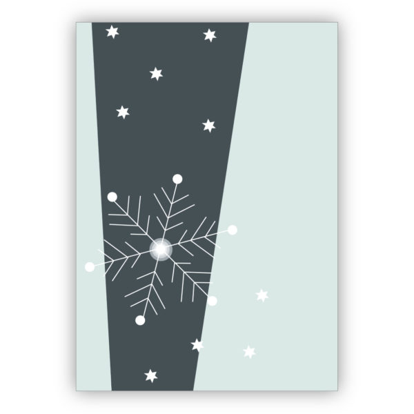 Edle Designer Weihnachtskarte mit Schneeflocke und Sternen
