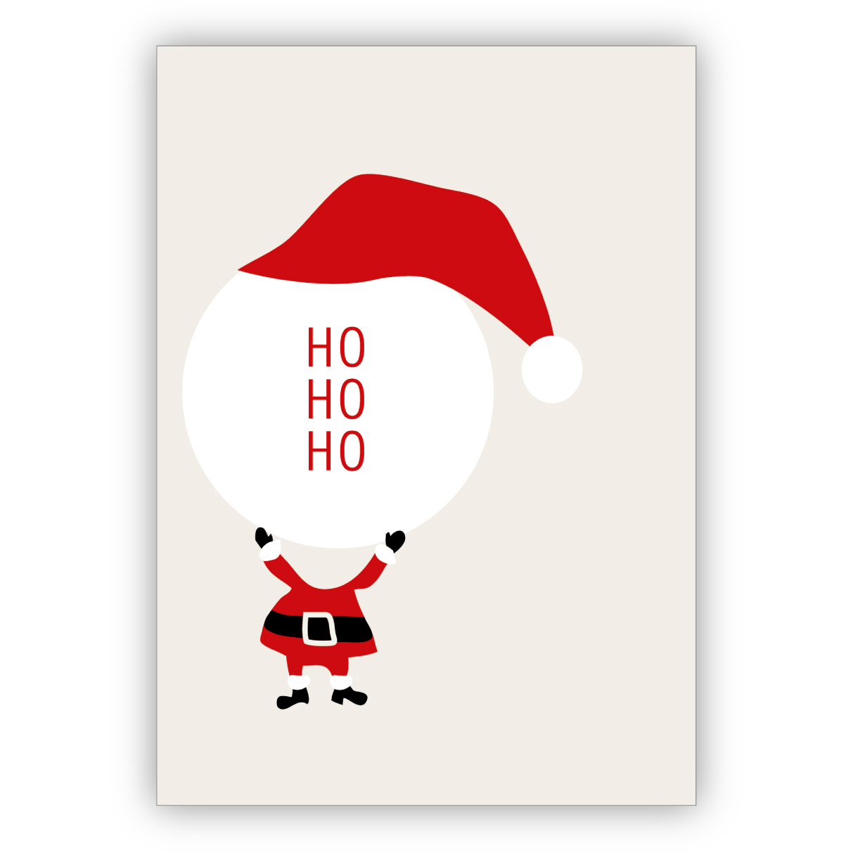 lustige Weihnachtskarte mit Weihnachtsmann: Ho Ho Ho
