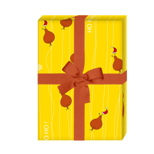 Weihnachtsgeschenke verpacken mit: Fröhliches Weihnachtspapier mit schwebenden Hirschen, gelb (4 Bögen) jetzt online kaufen