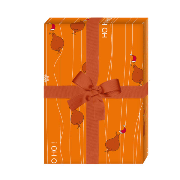 Geschenkverpackung Weihnachten: Fröhliches Weihnachtspapier mit schwebenden Hirschen, orange (4 Bögen) jetzt online kaufen