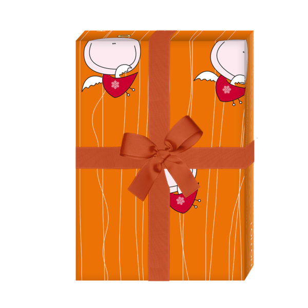 Weihnachtsgeschenke verpacken mit: Lustiges Weihnachtspapier mit kleinen Engeln, orange (4 Bögen) jetzt online kaufen