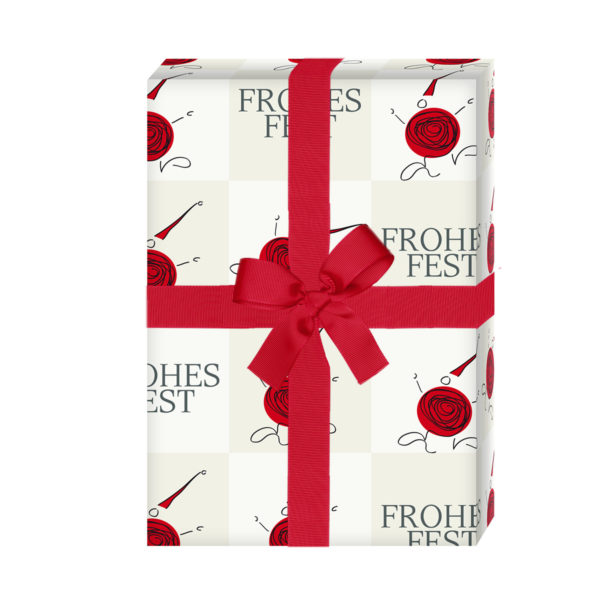 Geschenkverpackung Weihnachten: Fröhliches Weihnachtspapier mit Weihnachts Wichtel, beige rot (4 Bögen) jetzt online kaufen