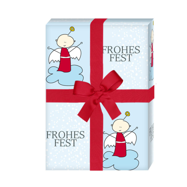Geschenkverpackung Weihnachten: Tolles Weihnachts Geschenkpapier mit Engel auf Wolkenl, hellblau (4 Bögen) jetzt online kaufen