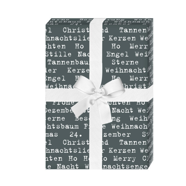 Weihnachtsgeschenke verpacken mit: Typografisches Weihnachts Geschenkpapier mit Weihnachtsgrüßen, grün (4 Bögen) jetzt online kaufen