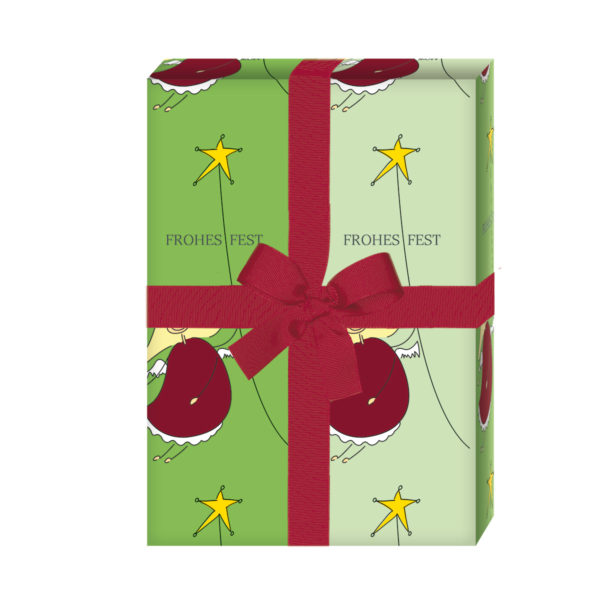 Weihnachtsgeschenke verpacken mit: Streifen Weihnachtspapier / Geschenkpapier Sternen Engel, grün (4 Bögen) jetzt online kaufen