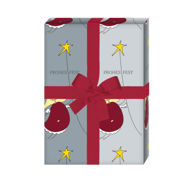 Geschenkverpackung Weihnachten: Streifen Weihnachtspapier / Geschenkpapier Sternen Engel, grau (4 Bögen) jetzt online kaufen