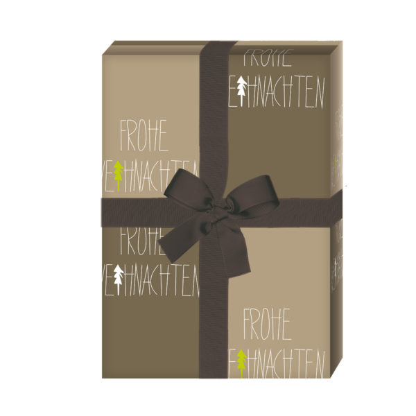 zum Weihnachtsgeschenk einpacken: Grafisches Weihnachts Geschenkpapier: Frohe Weihnachten, braun grau (4 Bögen) jetzt online kaufen