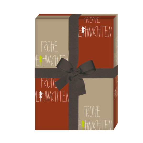 Geschenkverpackung Weihnachten: Grafisches Weihnachts Geschenkpapier: Frohe Weihnachten, rot braun (4 Bögen) jetzt online kaufen