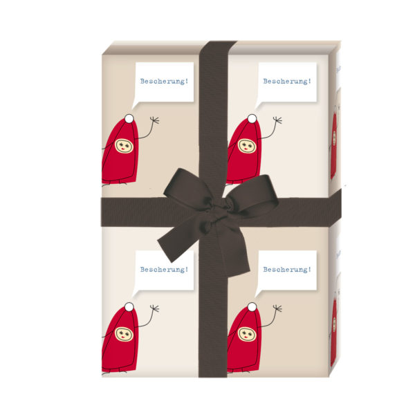 Weihnachtsgeschenke verpacken mit: Fröhliches Weihnachts Geschenkpapier mit kleinen Wichteln: Bescherung (4 Bögen) jetzt online kaufen