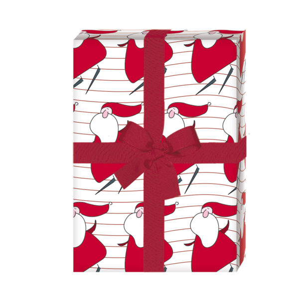Weihnachtsgeschenke verpacken mit: Fröhliches Streifen Weihnachts Geschenkpapier mit Weihnachtsmann Muster (4 Bögen) jetzt online kaufen