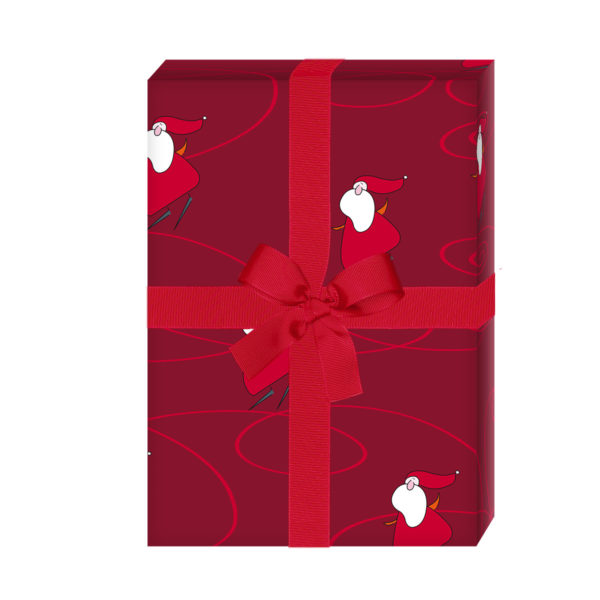 Weihnachtsgeschenke verpacken mit: Fröhliches Weihnachtspapier / Weihnachts Geschenkpapier mit Schlittschuh fahrendem Weihnachtsmann / Nikolaus, rot (4 Bögen) jetzt online kaufen