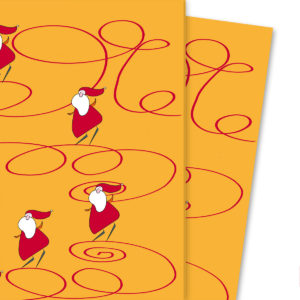 Kartenkaufrausch: Fröhliches Weihnachts Geschenkpapier mit aus unserer Weihnachts Papeterie in orange