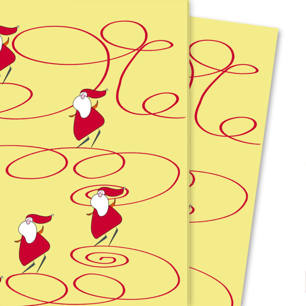 Kartenkaufrausch: Fröhliches Weihnachts Geschenkpapier mit aus unserer Weihnachts Papeterie in gelb