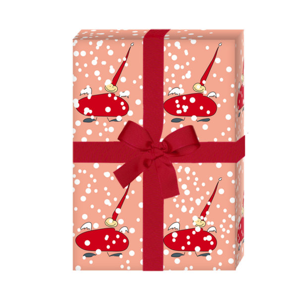 Weihnachtsgeschenke verpacken mit: Schönes Weihnachtspapier / Weihnachts Geschenkpapier mit Wichtel im Schnee, rosa (4 Bögen) jetzt online kaufen