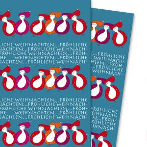 Kartenkaufrausch: Lustiges Weihnachts Geschenkpapier mit aus unserer Weihnachts Papeterie in blau