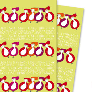 Kartenkaufrausch: Lustiges Weihnachts Geschenkpapier mit aus unserer Weihnachts Papeterie in gelb