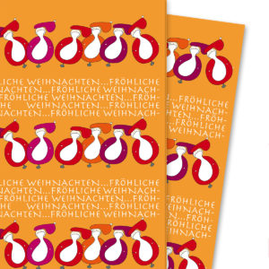 Kartenkaufrausch: Lustiges Weihnachts Geschenkpapier mit aus unserer Weihnachts Papeterie in orange