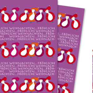 Kartenkaufrausch: Lustiges Weihnachts Geschenkpapier mit aus unserer Weihnachts Papeterie in lila