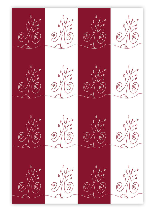 Streifen Weihnachts Geschenkpapier mit Tannenbäumen, rot