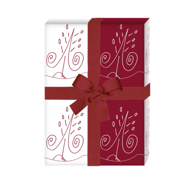 Weihnachtsgeschenke verpacken mit: Streifen Weihnachts Geschenkpapier mit Tannenbäumen, rot (4 Bögen) jetzt online kaufen