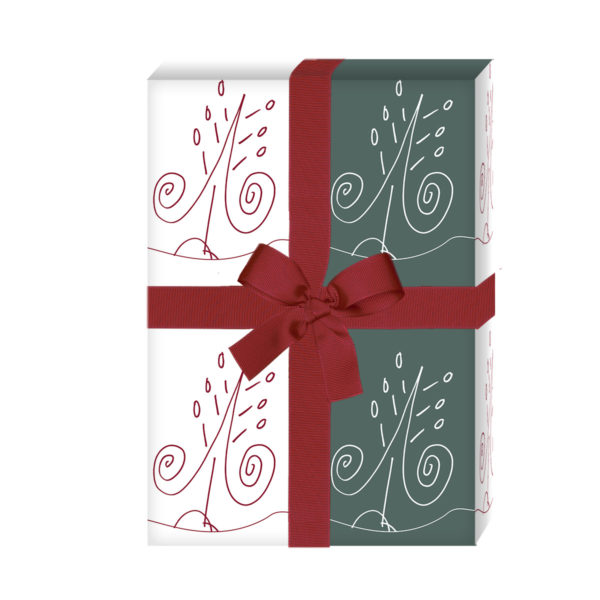 Geschenkverpackung Weihnachten: Streifen Weihnachts Geschenkpapier mit Tannenbäumen, grün (4 Bögen) jetzt online kaufen