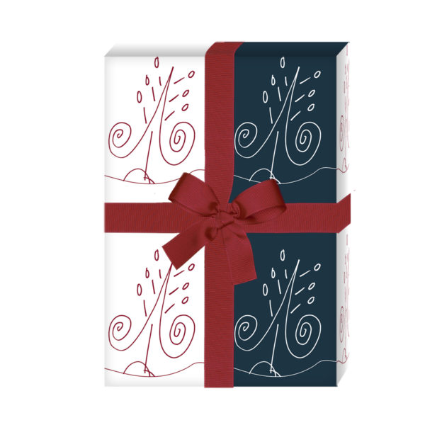 Geschenkverpackung Weihnachten: Streifen Weihnachts Geschenkpapier mit Tannenbäumen, blau (4 Bögen) jetzt online kaufen