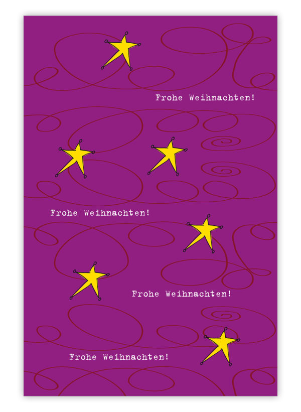 Grafisches Weihnachts Geschenkpapier mit Sternen: Frohe Weihnachten, lila