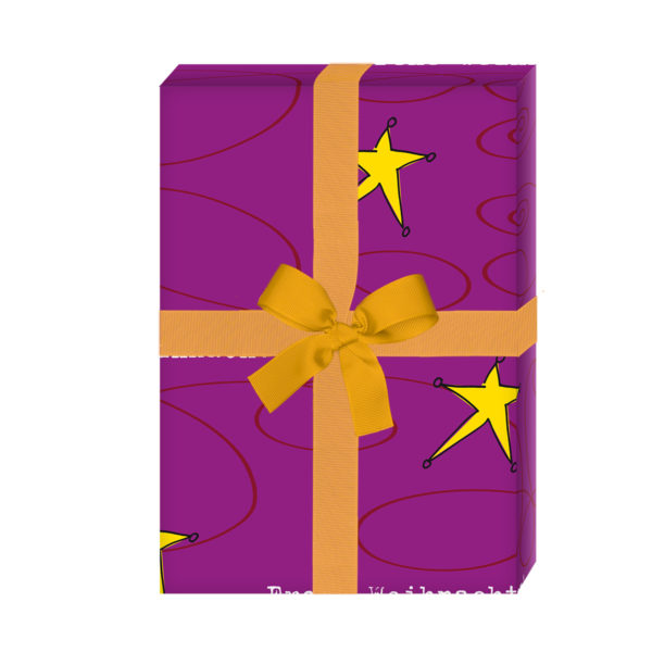 Geschenkverpackung Weihnachten: Grafisches Weihnachts Geschenkpapier mit Sternen: Frohe Weihnachten, lila (4 Bögen) jetzt online kaufen