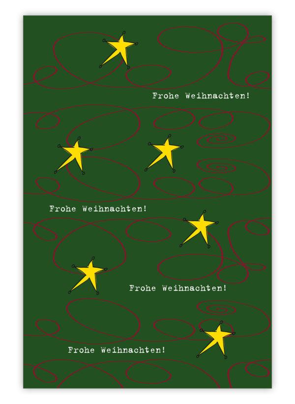 Grafisches Weihnachts Geschenkpapier mit Sternen: Frohe Weihnachten, grün