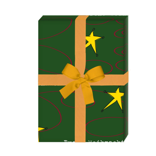 Weihnachtsgeschenke verpacken mit: Grafisches Weihnachts Geschenkpapier mit Sternen: Frohe Weihnachten, grün (4 Bögen) jetzt online kaufen