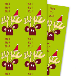 Kartenkaufrausch: Lustiges Weihnachts Geschenkpapier mit aus unserer Weihnachts Papeterie in grün