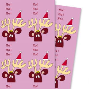 Kartenkaufrausch: Lustiges Weihnachts Geschenkpapier mit aus unserer Weihnachts Papeterie in rosa