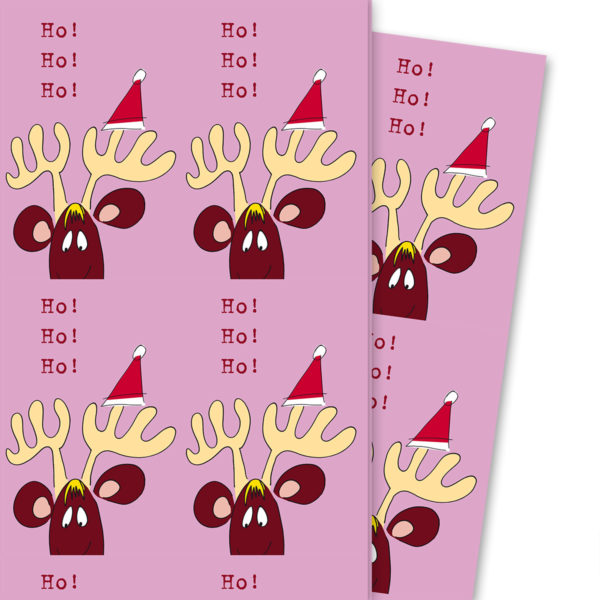 Kartenkaufrausch: Lustiges Weihnachts Geschenkpapier mit aus unserer Weihnachts Papeterie in rosa