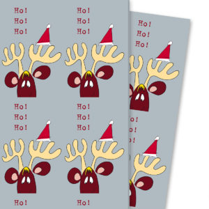 Kartenkaufrausch: Lustiges Weihnachts Geschenkpapier mit aus unserer Weihnachts Papeterie in grau