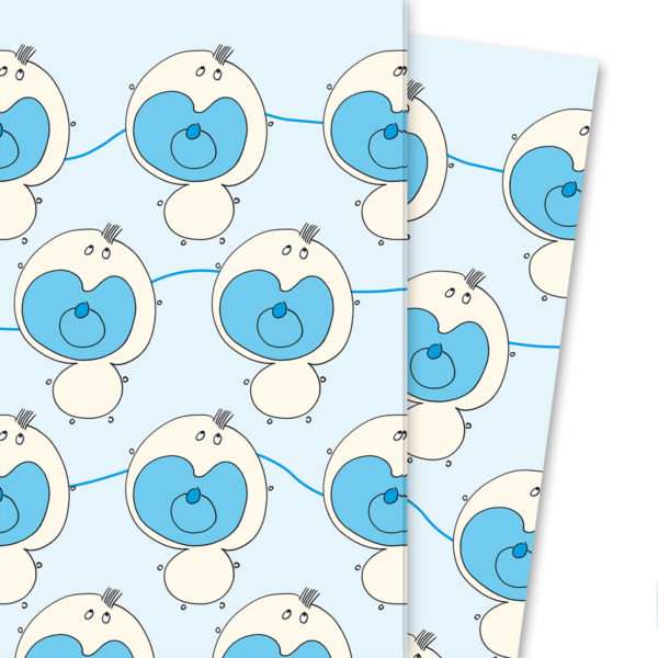 Kartenkaufrausch: Baby Geschenkpapier mit kleinen aus unserer Geburt Papeterie in hellblau