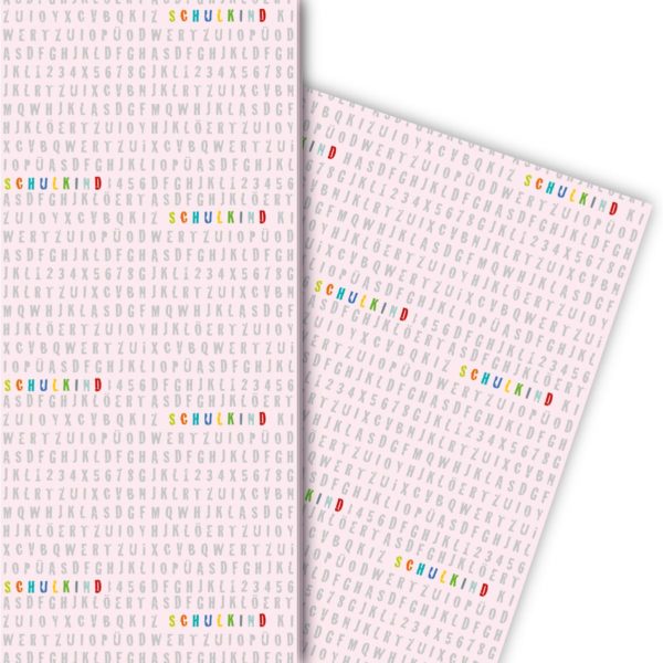 Kartenkaufrausch: Cooles Einschulungs Geschenkpapier mit aus unserer Einschulungs Papeterie in rosa