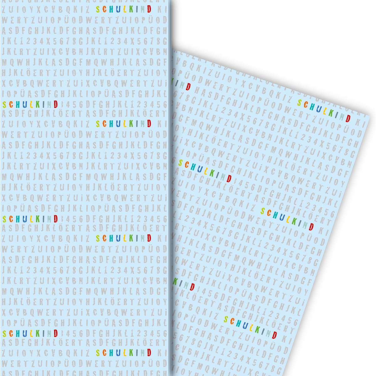 Kartenkaufrausch: Cooles Einschulungs Geschenkpapier mit aus unserer Einschulungs Papeterie in hellblau
