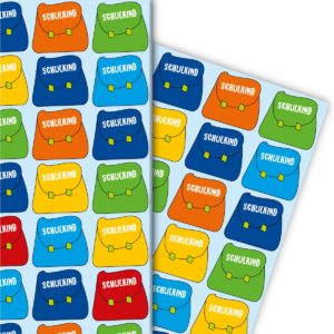 Kartenkaufrausch: Buntes Einschulungs Geschenkpapier mit aus unserer Einschulungs Papeterie in multicolor
