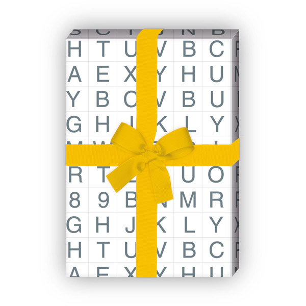 Kartenkaufrausch: Modernes Alphabet Geschenkpapier auch aus unserer Einschulungs Papeterie in weiß