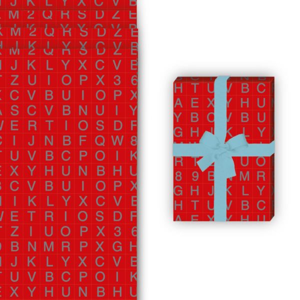 Einschulungs Geschenkverpackung: Modernes Alphabet Geschenkpapier auch von Kartenkaufrausch in rot