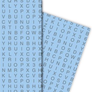 Kartenkaufrausch: Modernes Alphabet Geschenkpapier auch aus unserer Einschulungs Papeterie in hellblau