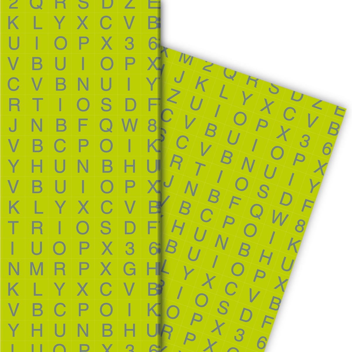 Kartenkaufrausch: Modernes Alphabet Geschenkpapier auch aus unserer Einschulungs Papeterie in grün