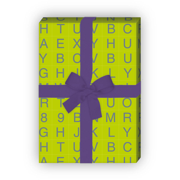 Kartenkaufrausch: Modernes Alphabet Geschenkpapier auch aus unserer Einschulungs Papeterie in grün