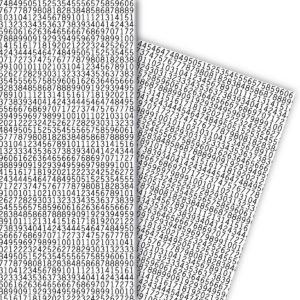 Kartenkaufrausch: Modernes Geschenkpapier mit Zahlenreihe aus unserer Einschulungs Papeterie in weiß