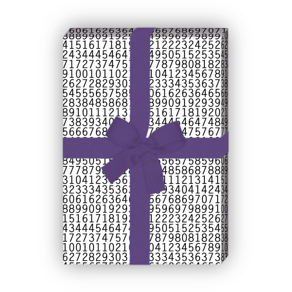 Kartenkaufrausch: Modernes Geschenkpapier mit Zahlenreihe aus unserer Einschulungs Papeterie in weiß
