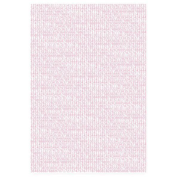 Modernes Geschenkpapier mit Zahlenreihe auch zur Einschulung, rosa